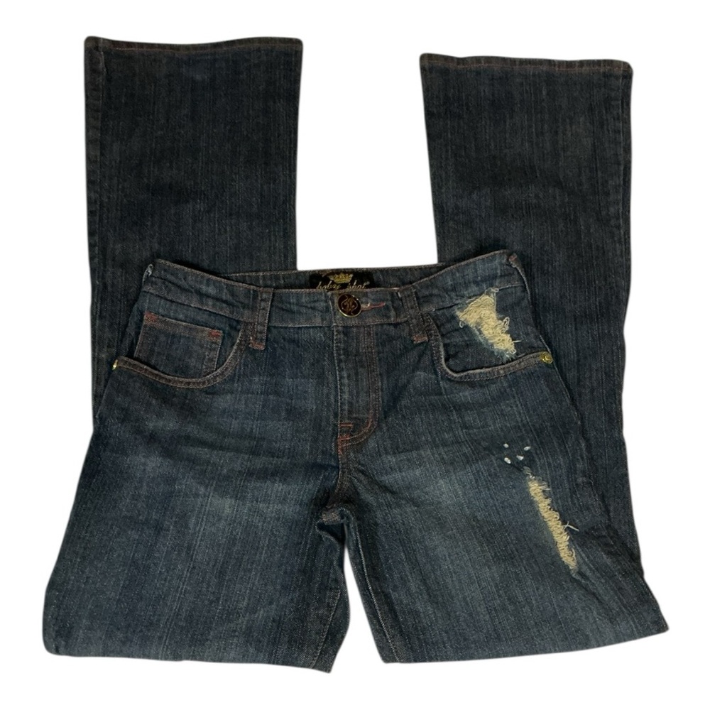 💟Vintage Baby Phat Y2K Embroidered Logo Distressed Flare Jeans Size: 7